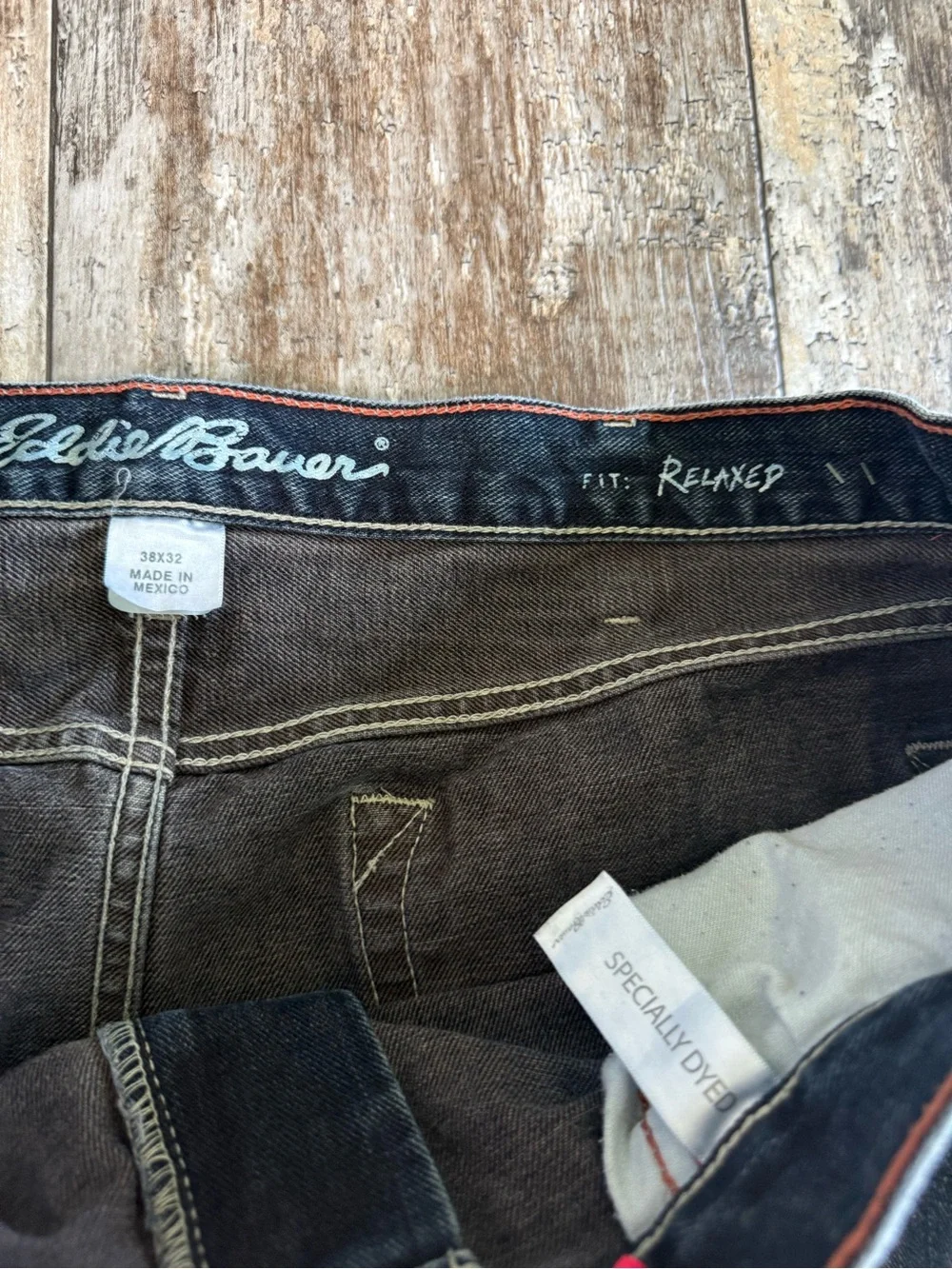 2 for $30 sale: Eddie Bauer relaxed fit dark wash jeans 38 X 32